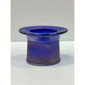 Iridescent Cobalt Blue Glass Top Hat Toothpick Holder. KK85